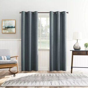 Sun Zero Arlander Blackout Heather Blue Single Grommet Curtain Panel 40" x 84"